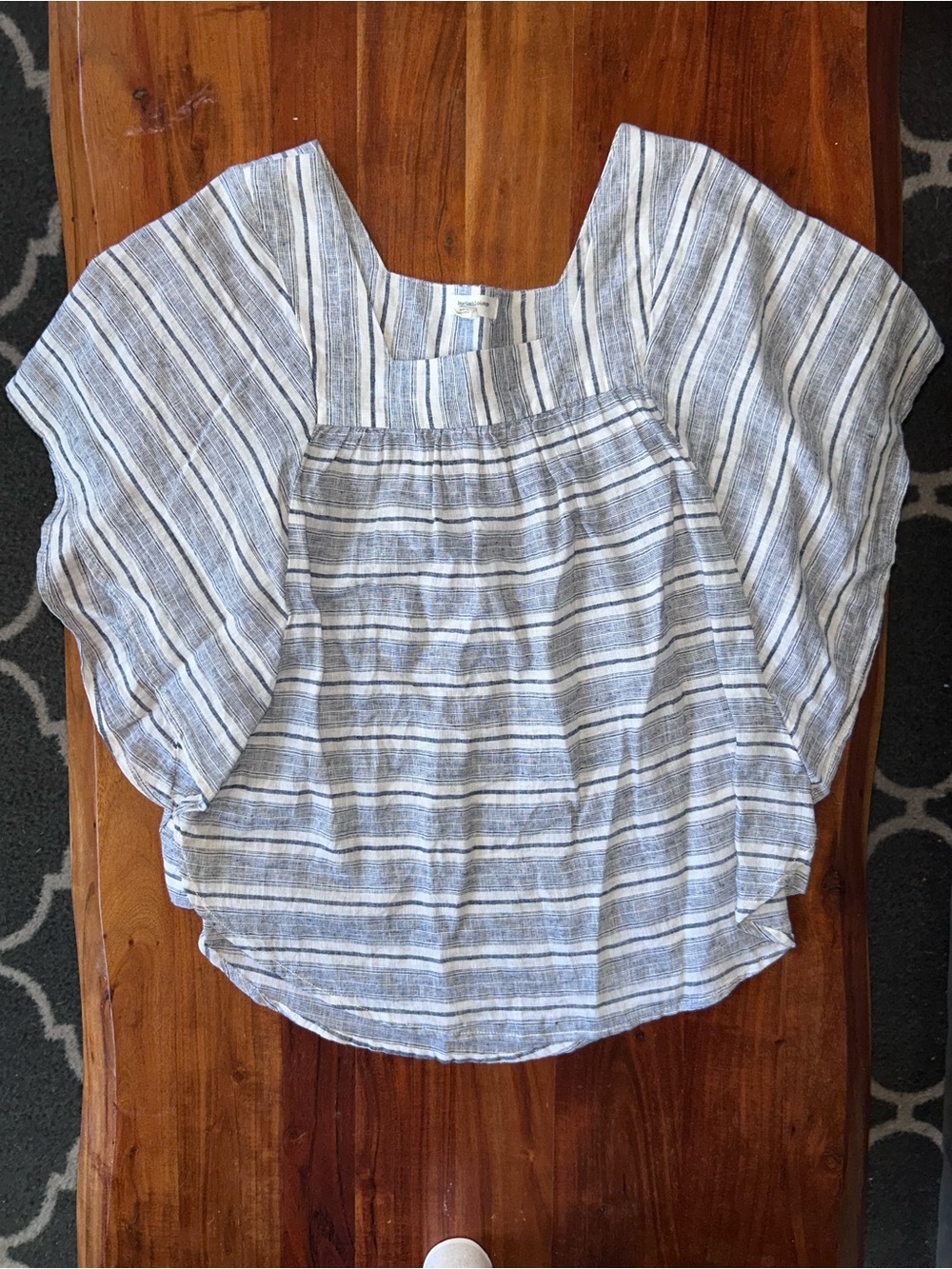 beachlunchlounge Women’s Linen-blend Striped Blue & White Blouse XS Coastal